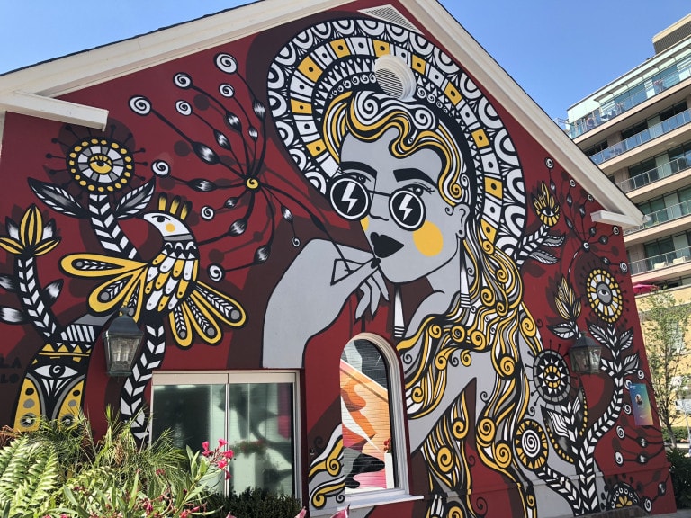 The Christian Louboutin mural, viewed from the lower left side.