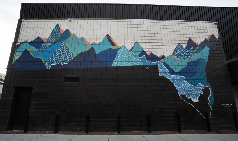 Mountains with different patterns in multiple sections of the rocks.
