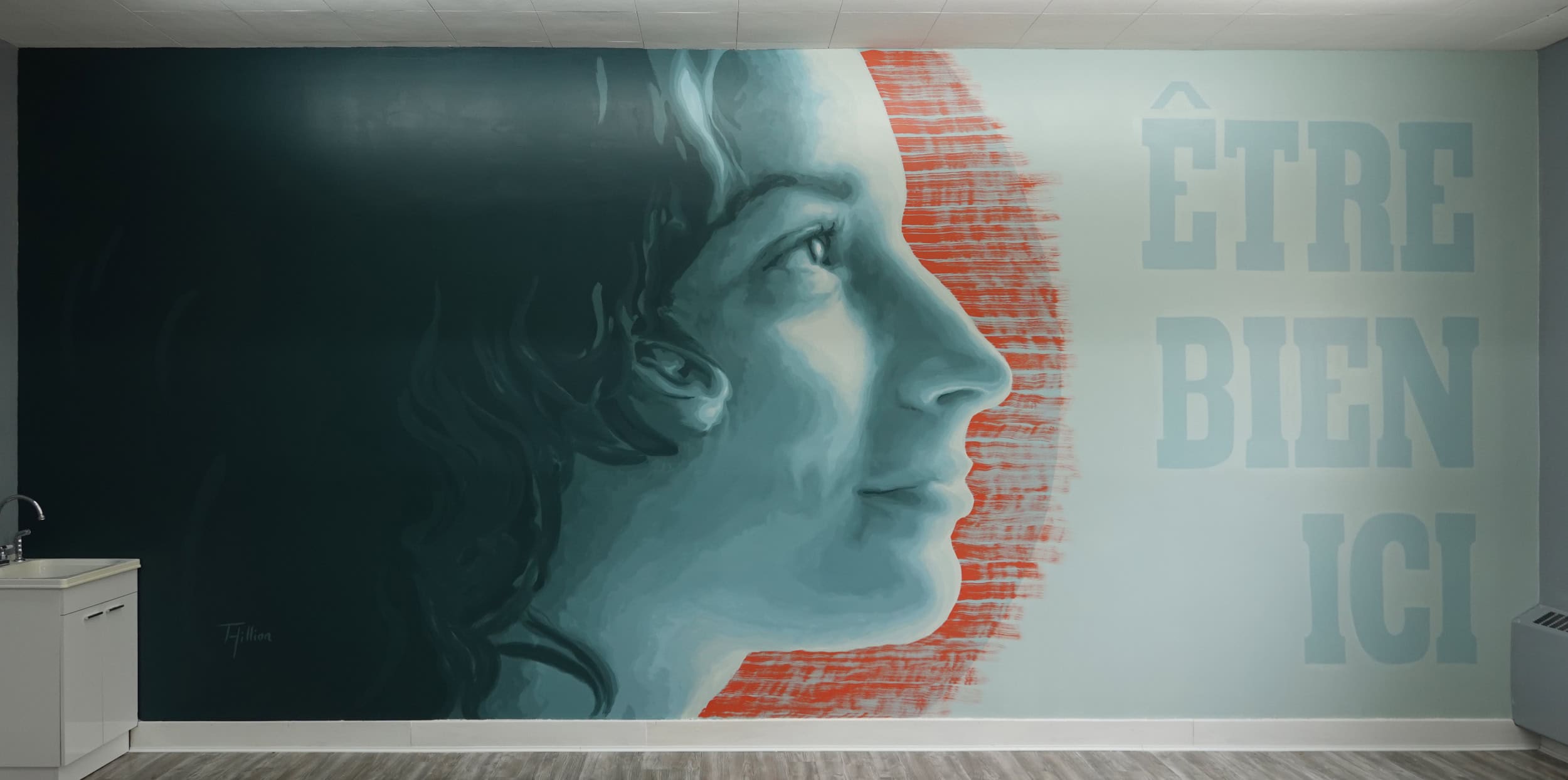 Murale Ici, Notre-Dame-du-Rosaire, Québec par Tania Hillion